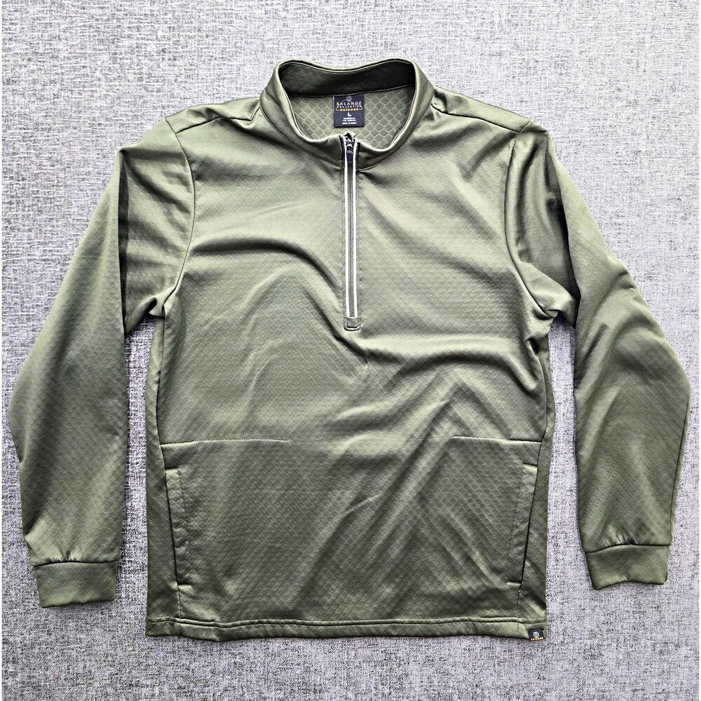 Balance Collection Outdoor Men's L Green 1/4 Zip Mock Neck Pullover Pockets